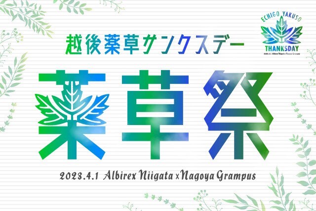 アルビレックス新潟ホーム戦 4月1日(土) 越後薬草サンクスデー「薬草祭」開催します！